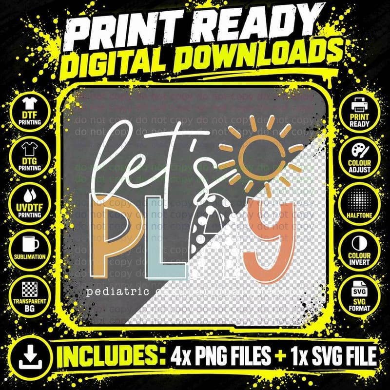Let's Play Pediatric Occupational Therapy Therapist OT Png SVG Digital Bundle