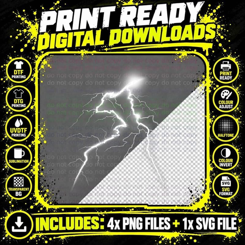 Lightning Shirt with a Lightning Bolt Shirt Graphic Png SVG Digital Bundle