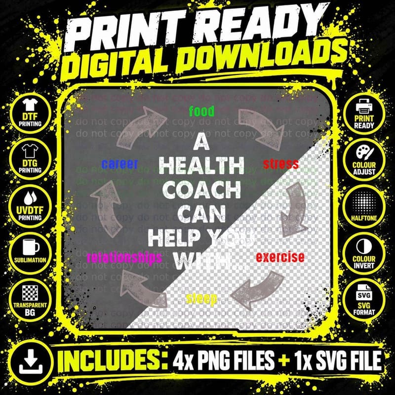 Mens Health Coach Mentor Proud Wellness Coaching T-Shirt Png SVG Digital Bundle