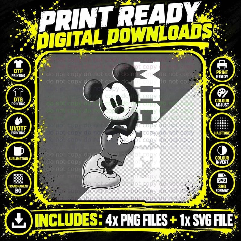 Mickey and Friends Mickey Mouse Lean T-Shirt Png SVG Digital Bundle