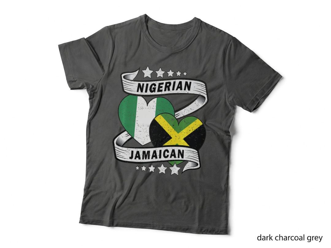 Nigerian Jamaican Heart Flags T-Shirt, Great Tee