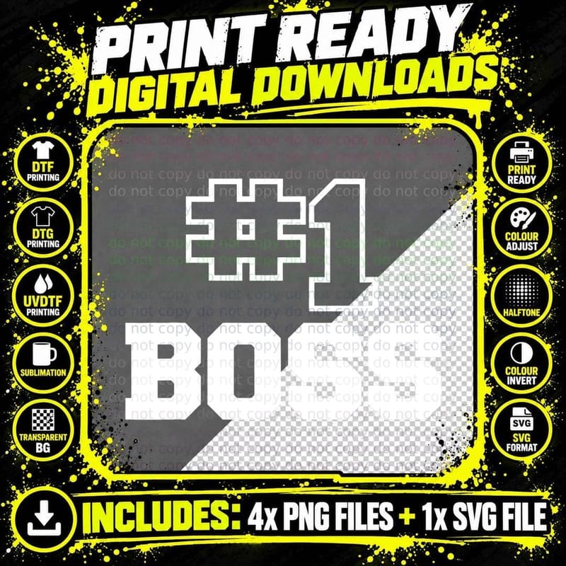 Number One Boss No. 1 Best Leader Mens 1 Employer T-Shirt Png SVG Digital Bundle