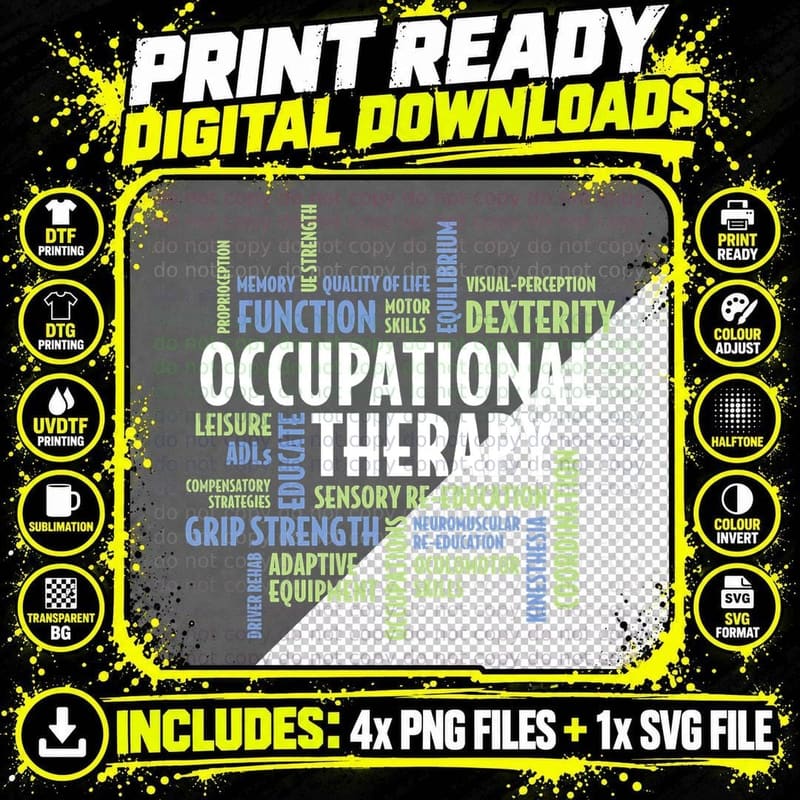OTA and Occupational Therapist OT Month Occupational Png SVG Digital Bundle