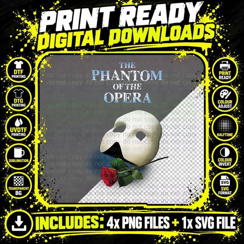 Official 'Phantom of the Opera' Logo T-Shirt Png SVG Digital Bundle