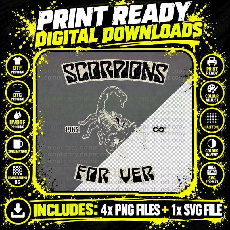Official Scorpions Forever Since 1965 Black T-Shirt Png SVG Digital Bundle