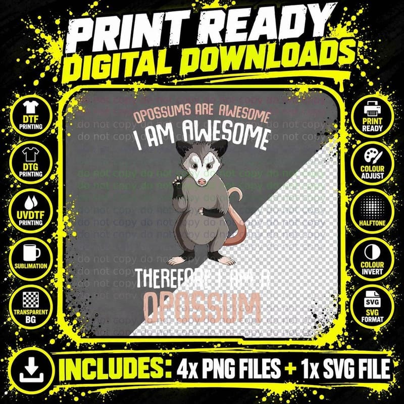 Opossums Are Awesome Possum Kids Girls Boys T-Shirt Png SVG Digital Bundle