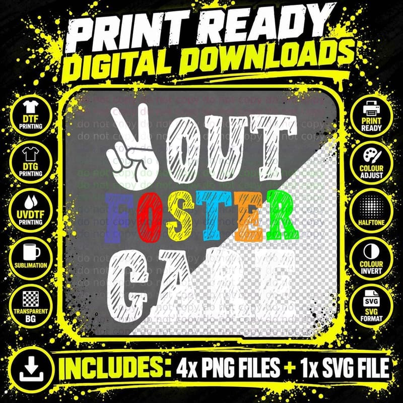 Peace Out Foster Care Parent Adoption Foster Care for Png SVG Digital Bundle