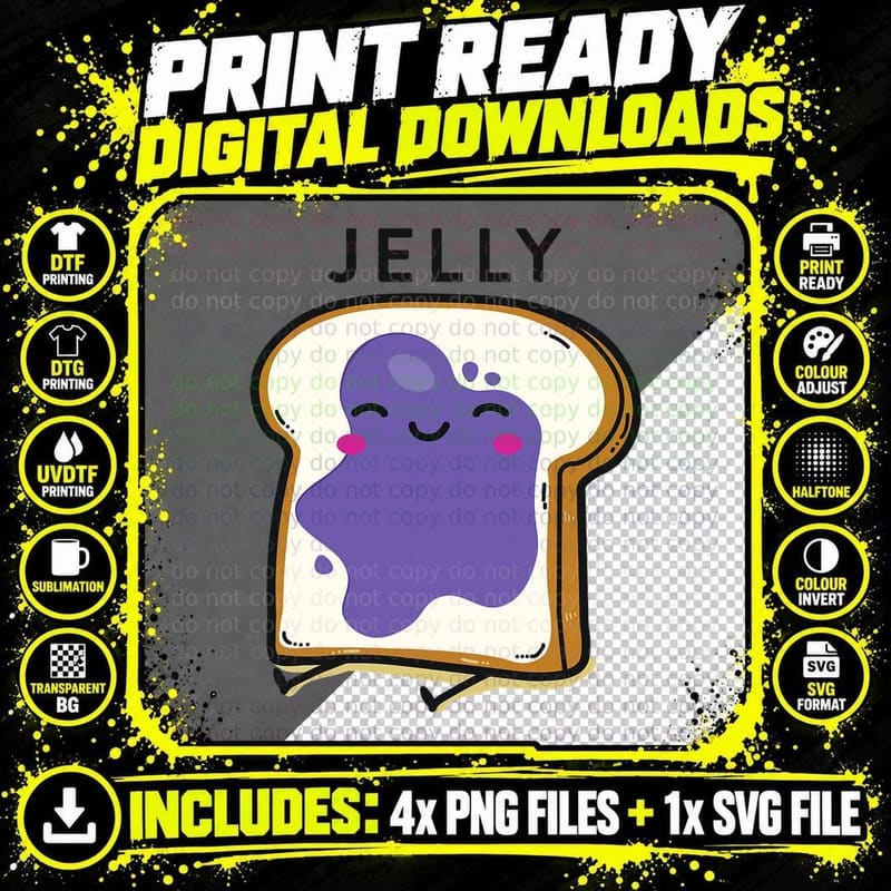 Peanut Butter& Jelly Matching Couple Shirts His Hers Png SVG Digital Bundle