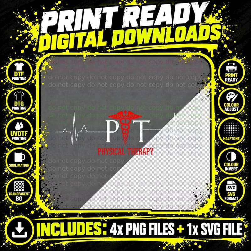 Physical Therapy Heartbeat Shirt Gift for Physical Png SVG Digital Bundle