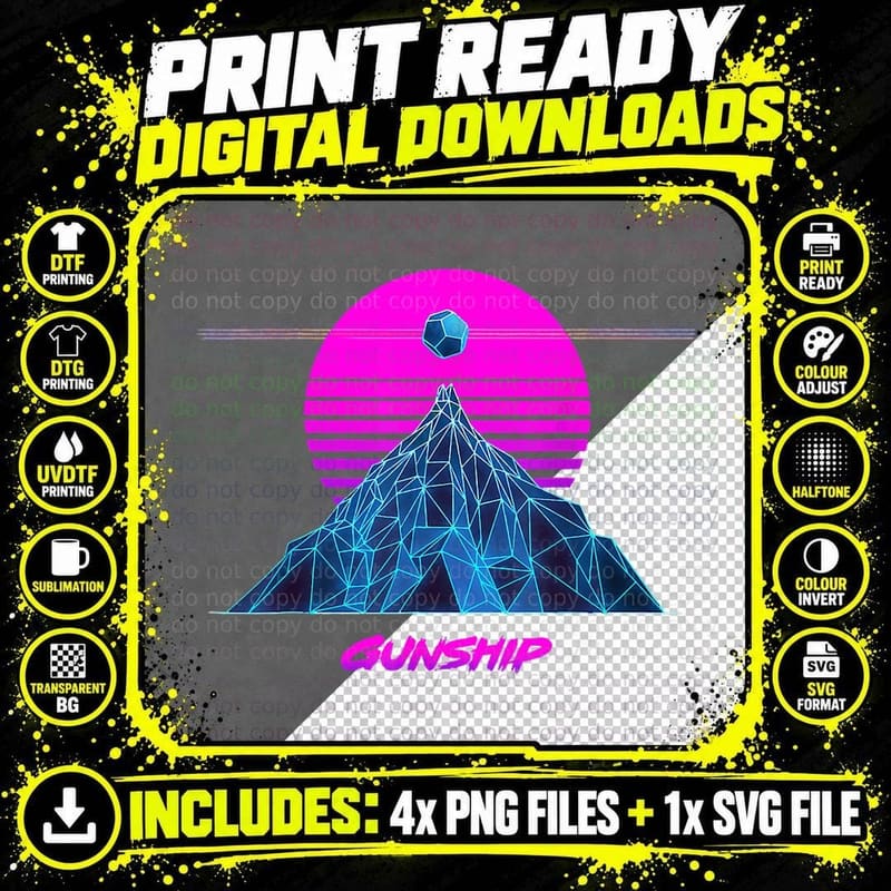 Pinks Sun Official Gunship T-Shirt Png SVG Digital Bundle