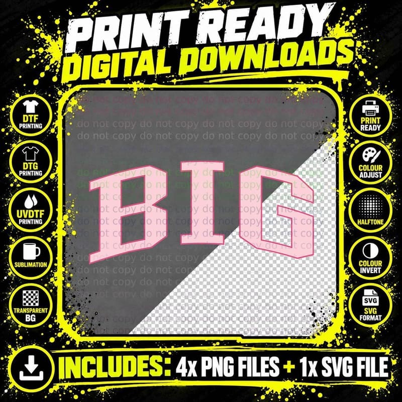 Preppy Pink Big Little Sorority T-Shirt Png SVG Digital Bundle