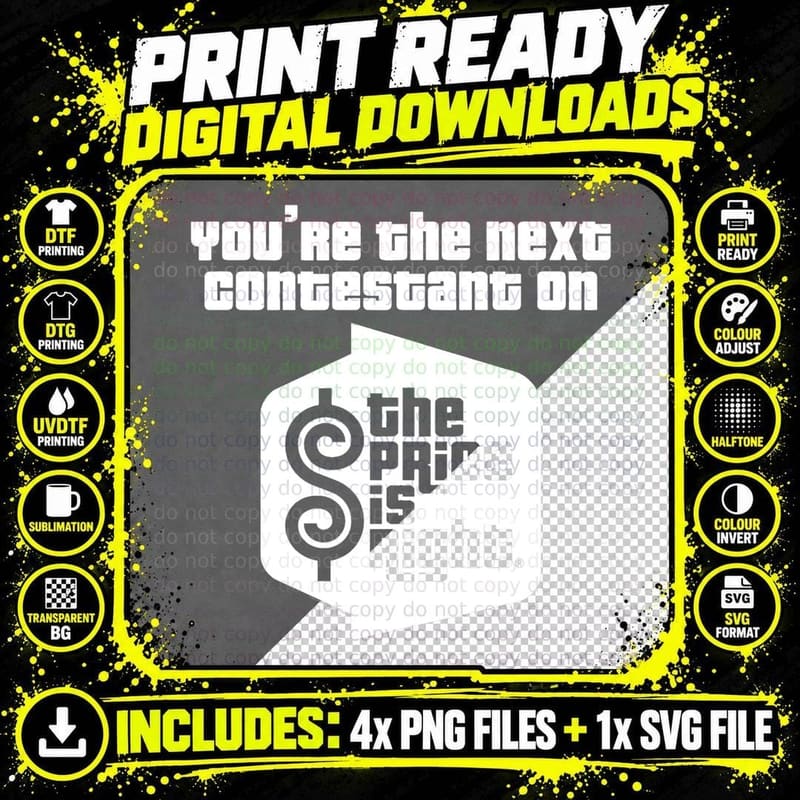 Price Is Right You're the Next Contestant T-Shirt Png SVG Digital Bundle