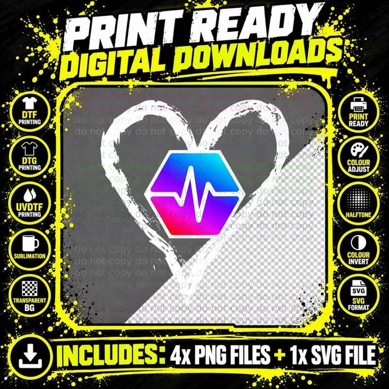 Pulsechain Crypto Logo Heart T-Shirt, Great Tee Png SVG Digital Bundle
