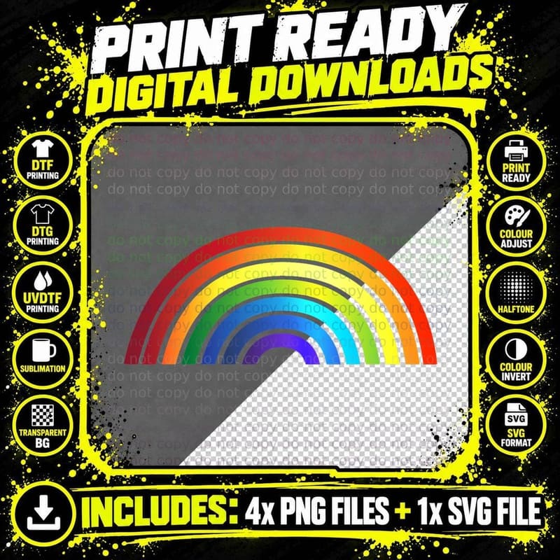 Rainbow Simple Style Basic Stripe Design T-Shirt Png SVG Digital Bundle