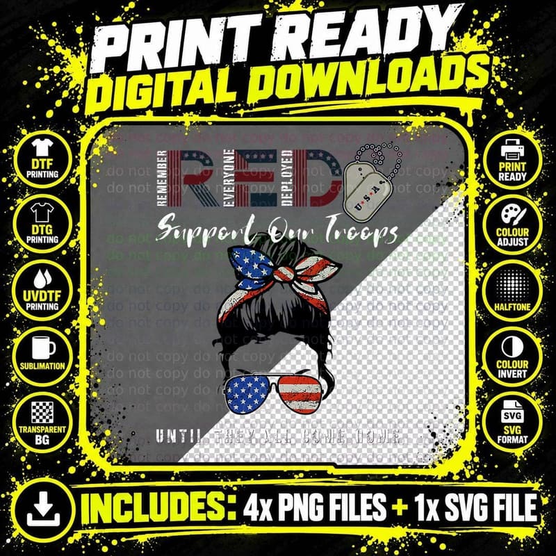 Red Friday Remember Everyone Deployed Support Our Troops Png SVG Digital Bundle