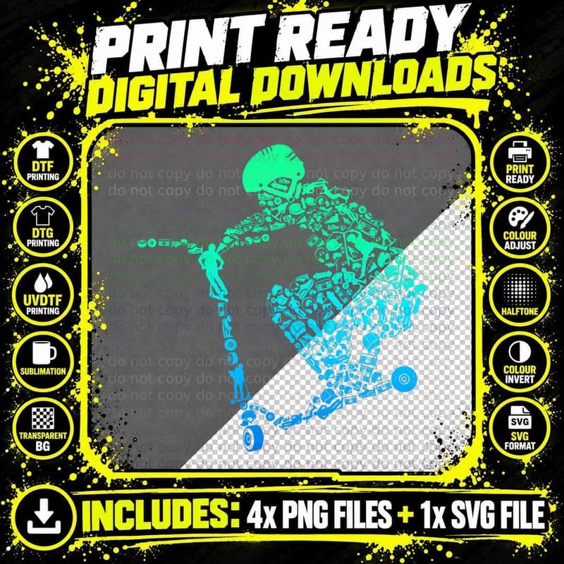 Scooter Stunt Gift for Boys Kids Youth T-Shirt Png SVG Digital Bundle
