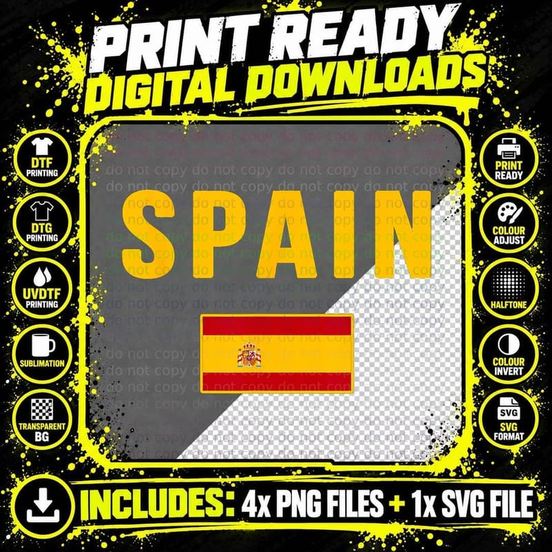 Spain Spanish Flag Espana T-Shirt Png SVG Digital Bundle