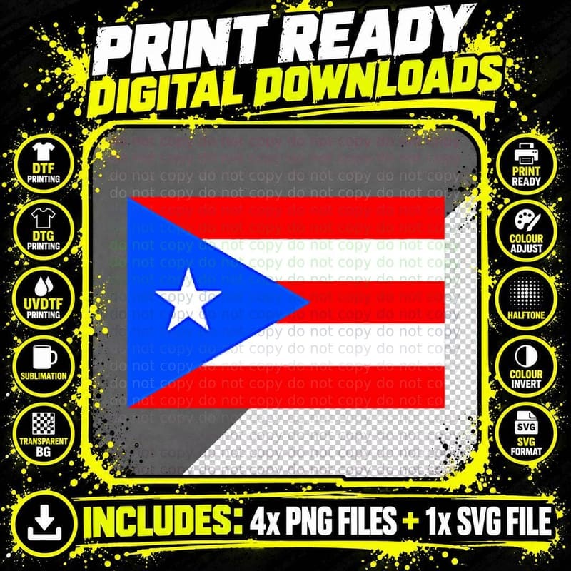 State Puerto Rico Flag Cool PR Boricua Flags Gift Women Png SVG Digital Bundle