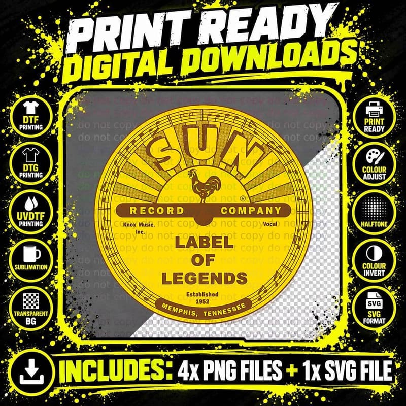 Sun Records Label of Legends T-Shirt Png SVG Digital Bundle