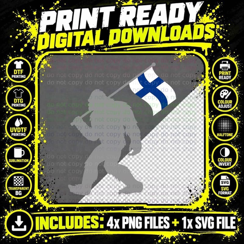 Suomi or Finnish Flag on Finland Flag T-Shirt Png SVG Digital Bundle