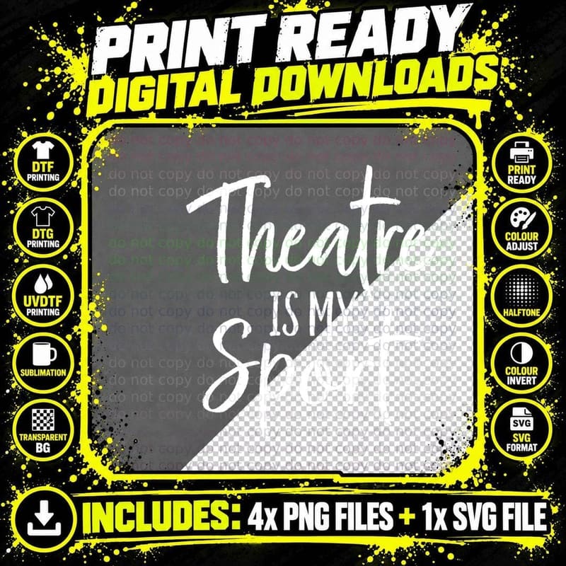 Theater Gifts for Actors Musical Theatre Is My Sport Png SVG Digital Bundle