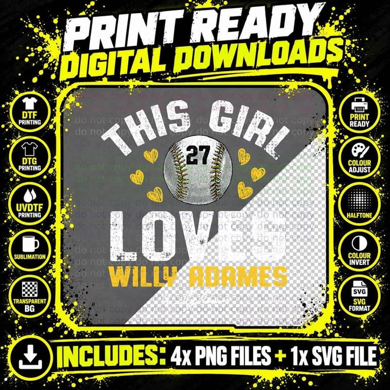 This Girl Loves Willy Adames Milwaukee MLBPA T-Shirt Png SVG Digital Bundle