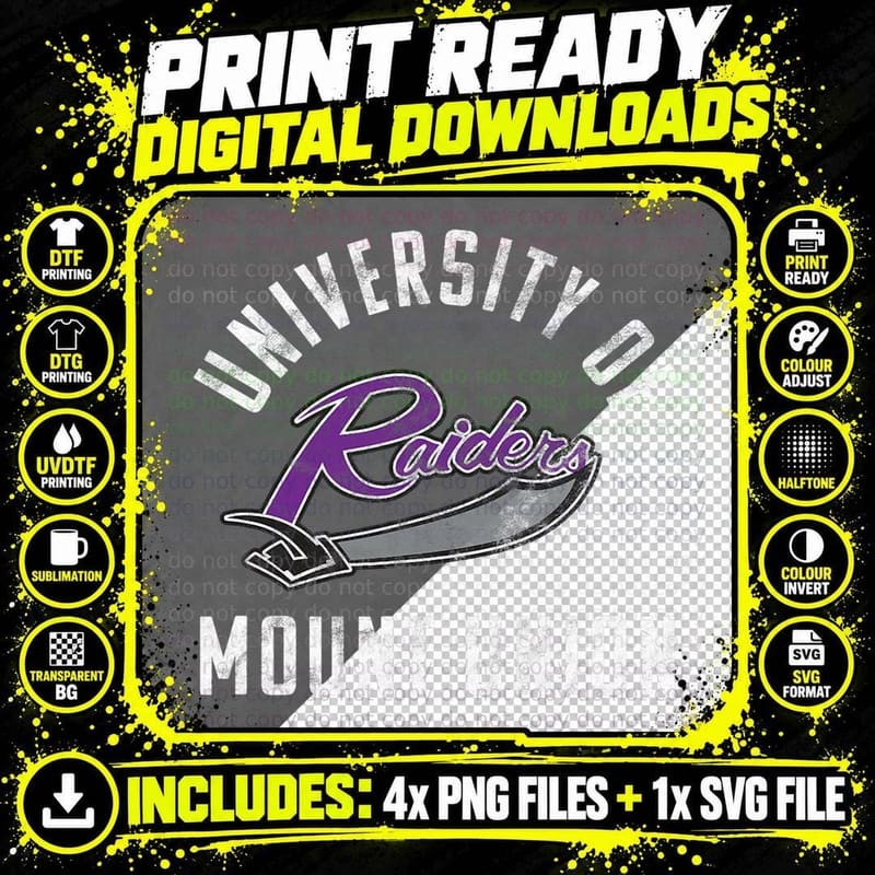 University of Mount Union Raiders Large T-Shirt Png SVG Digital Bundle