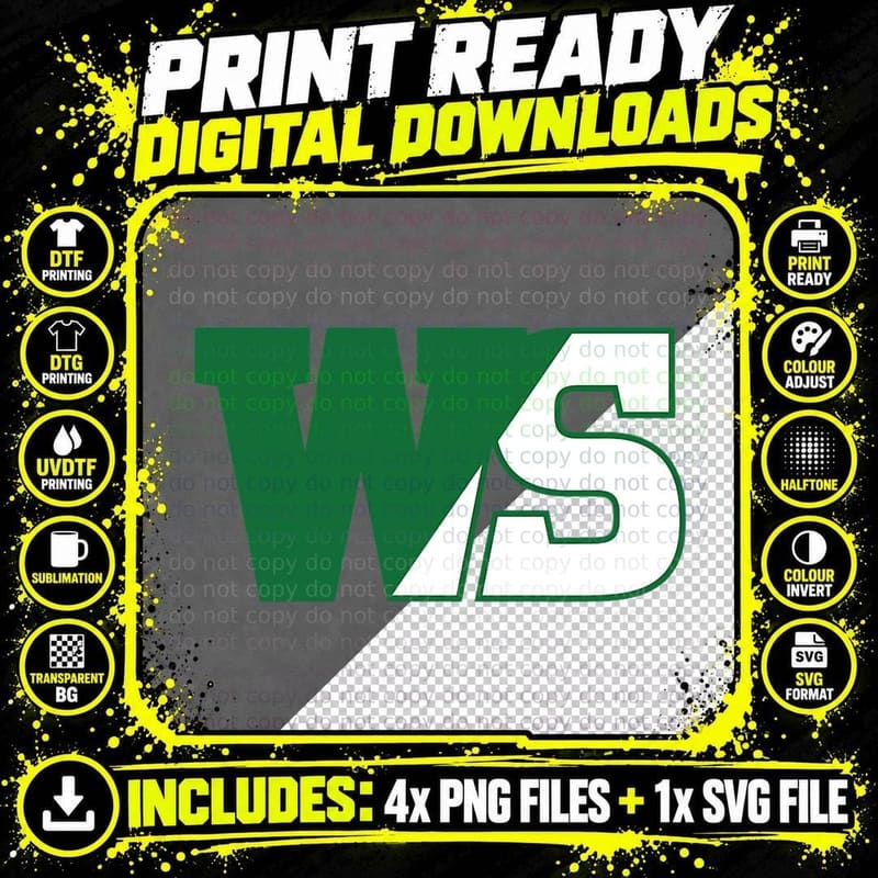 William Smith College Herons WS Monogram Logo - HWSC Png SVG Digital Bundle
