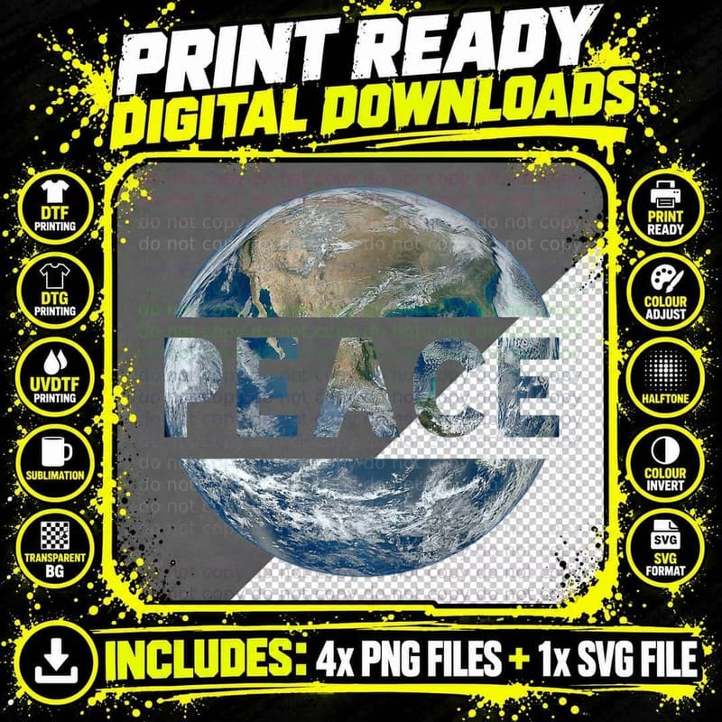 World Peace on Earth Conscious Humanity Love & Kindness Png SVG Digital Bundle