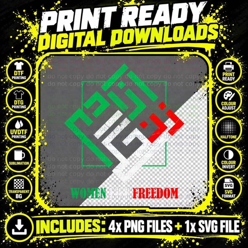 Zan Zendegi Azadi Persian Woman Life Freedom T-Shirt Png SVG Digital Bundle