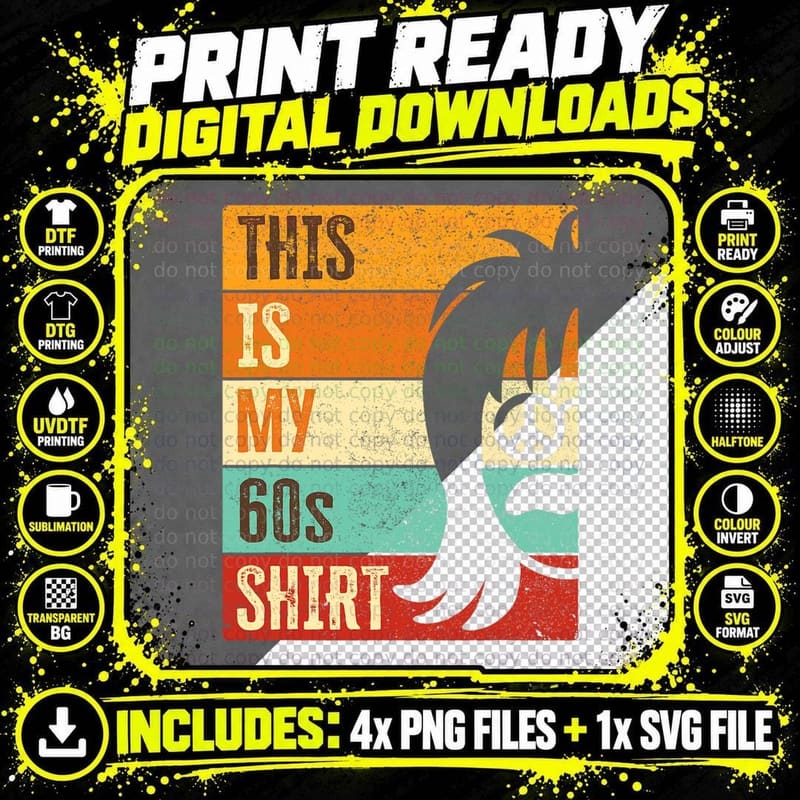 60s Outfit for Men 1960s Disco Costume This Is My 60s Png SVG Digital Bundle