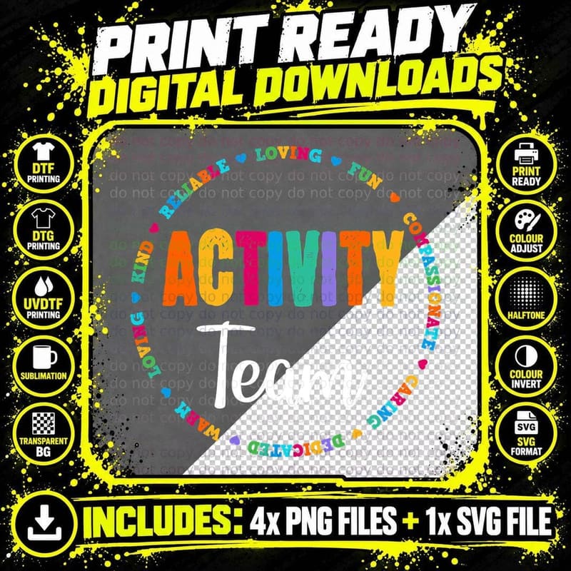 Activity Assistant Team Squad Professionals Week Png SVG Digital Bundle