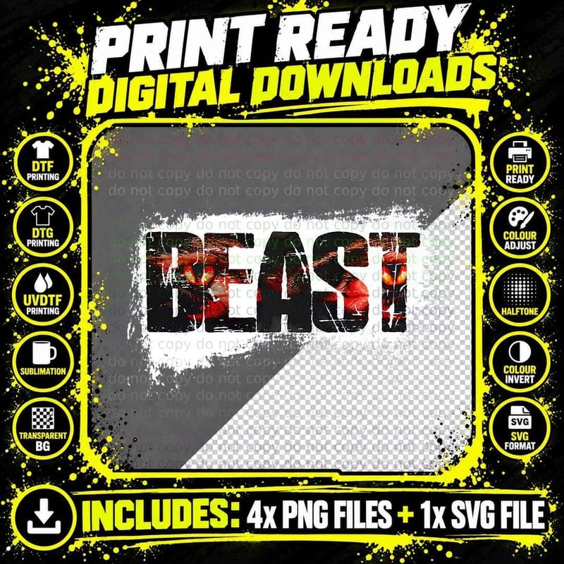BEAST T-Shirt, Great Tee Png SVG Digital Bundle