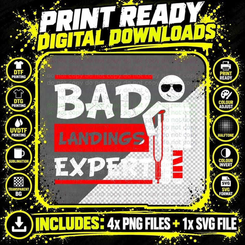 Bad Landings Expert Broken Leg Bones Foot Injury Png SVG Digital Bundle
