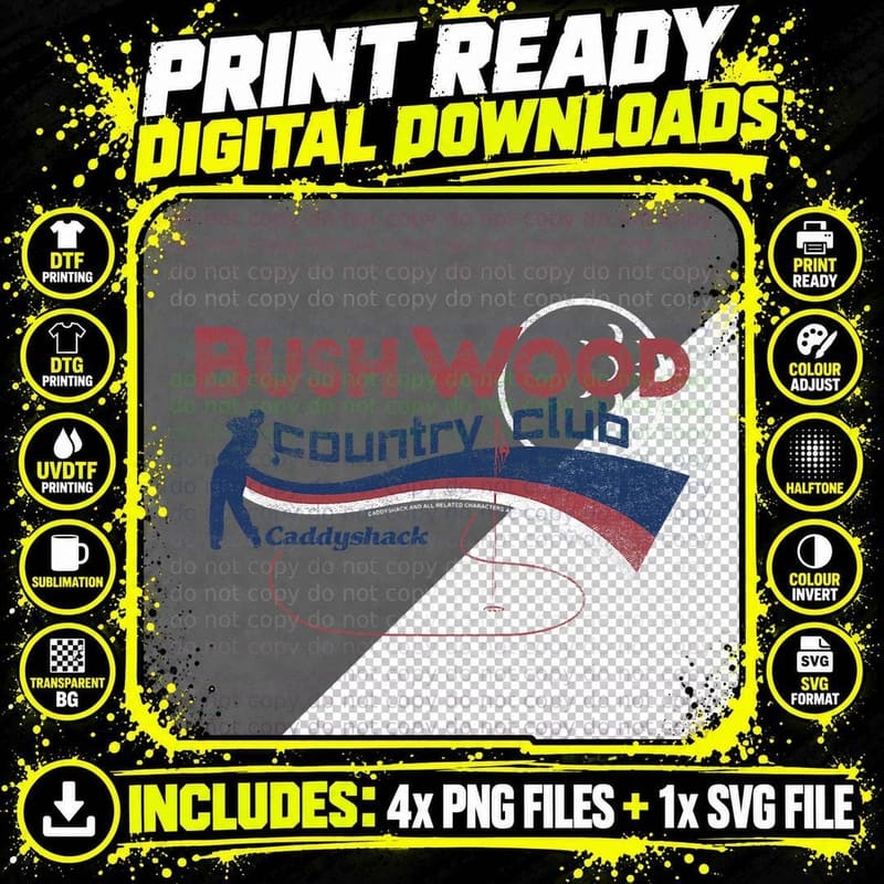 Caddyshack Bushwood Country Club Americana T-Shirt Png SVG Digital Bundle