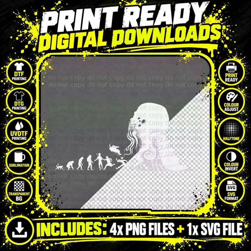 Call of Cthulhu Lovecraftian Evolution Sci-Fi Png SVG Digital Bundle