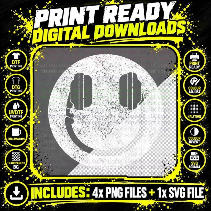 DJ Disc Jockey Smile T-Shirt Png SVG Digital Bundle
