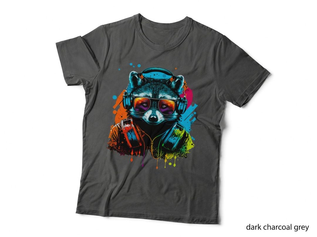 Dj Racoon with Headphones Vaporwave Raccoon Lover T-Shirt