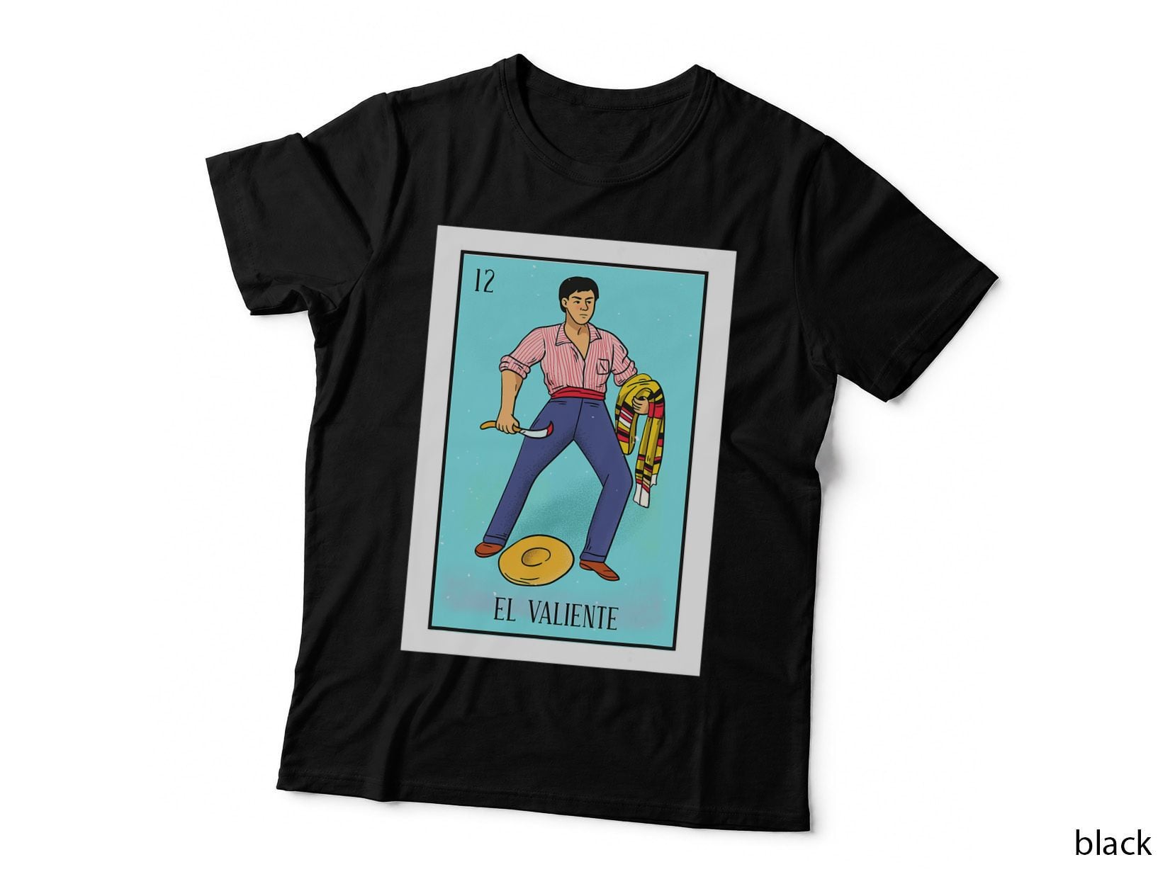 El Valiente Lottery Card Gift the Brave Card Mexican Lottery T-Shirt