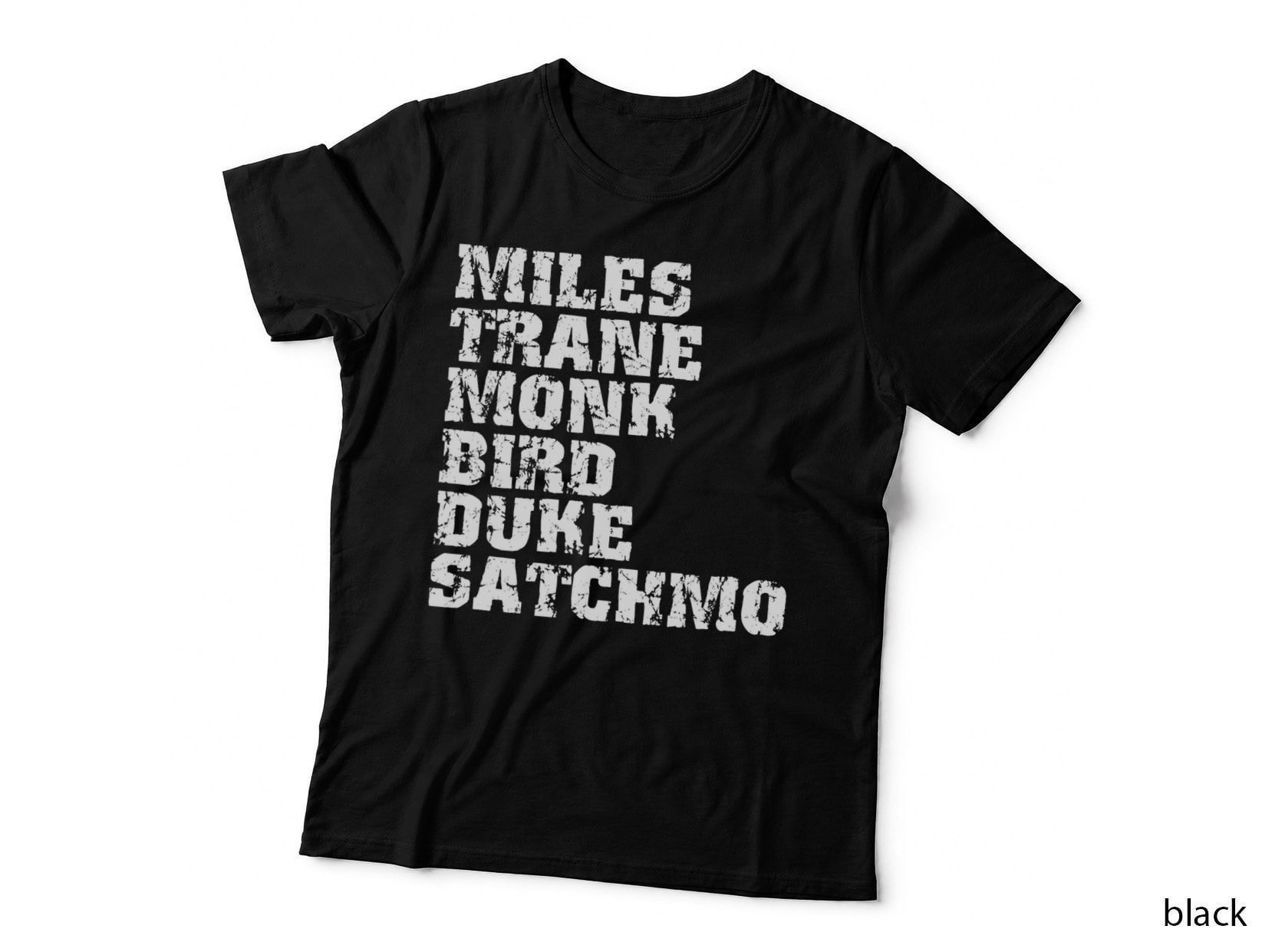 Famous Jazz Miles Coltrane Monk Parker Ellington List T-Shirt