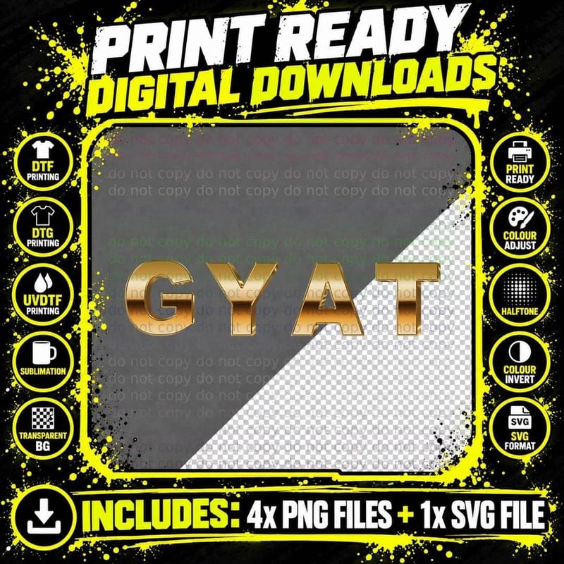 GYAT - Unforgotten Rizz T-Shirt Png SVG Digital Bundle