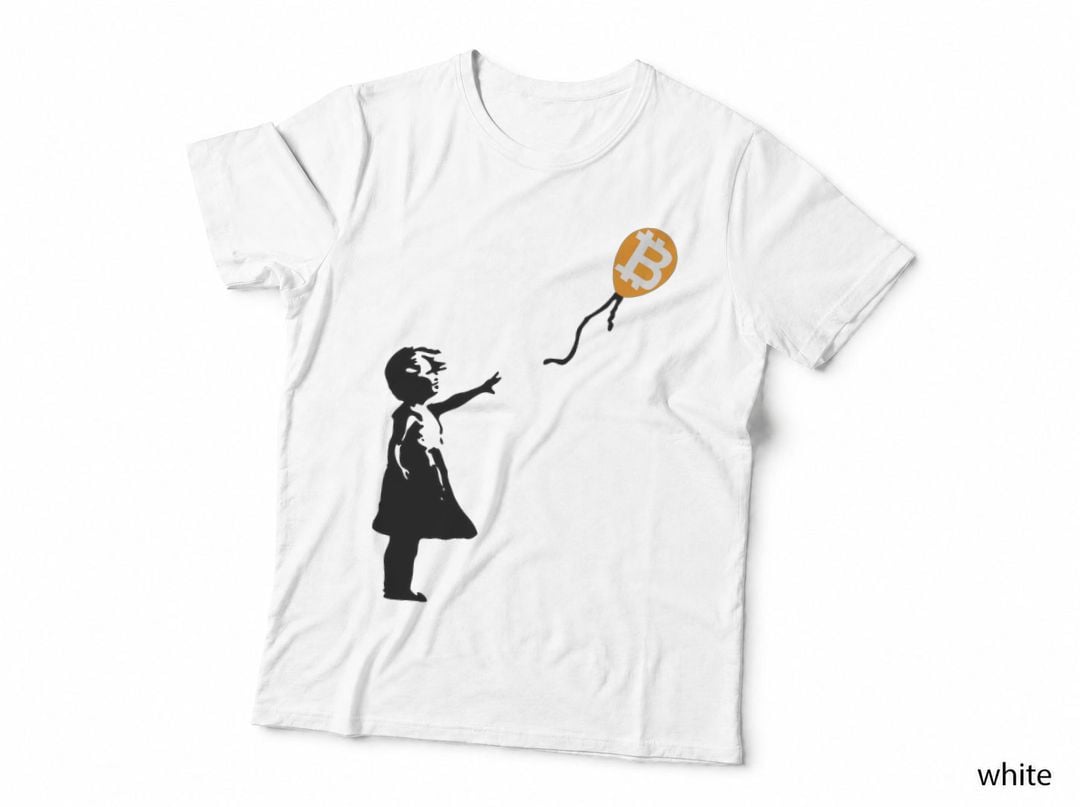 Girl with Btc Balloon Crypto Bitcoin for Cypherpunks T-Shirt
