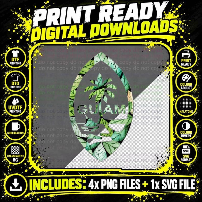 Guam Seal Jungle Style Tee Shirt Png SVG Digital Bundle