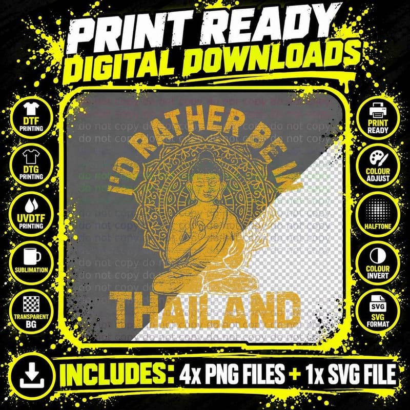 I'd Rather Be in Thailand T-Shirt Png SVG Digital Bundle