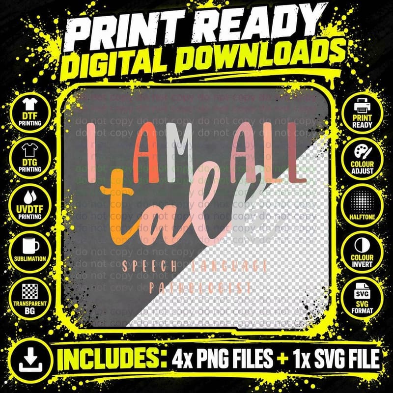 I'm All Talk SLP Gift Speech Language Pathologist Png SVG Digital Bundle