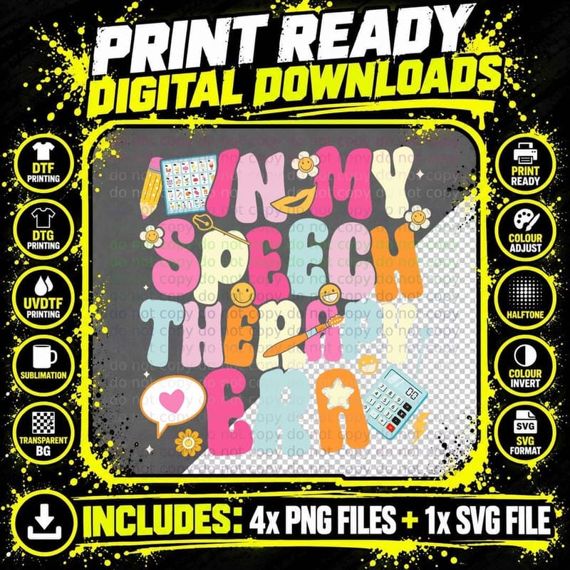 In My Speech Therapy Era Speech Language Pathologist SLP Png SVG Digital Bundle