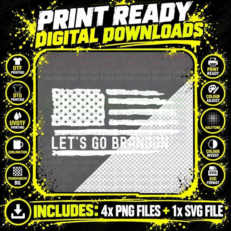 Let's Go Brandon Flag Sunglasses T-Shirt Png SVG Digital Bundle