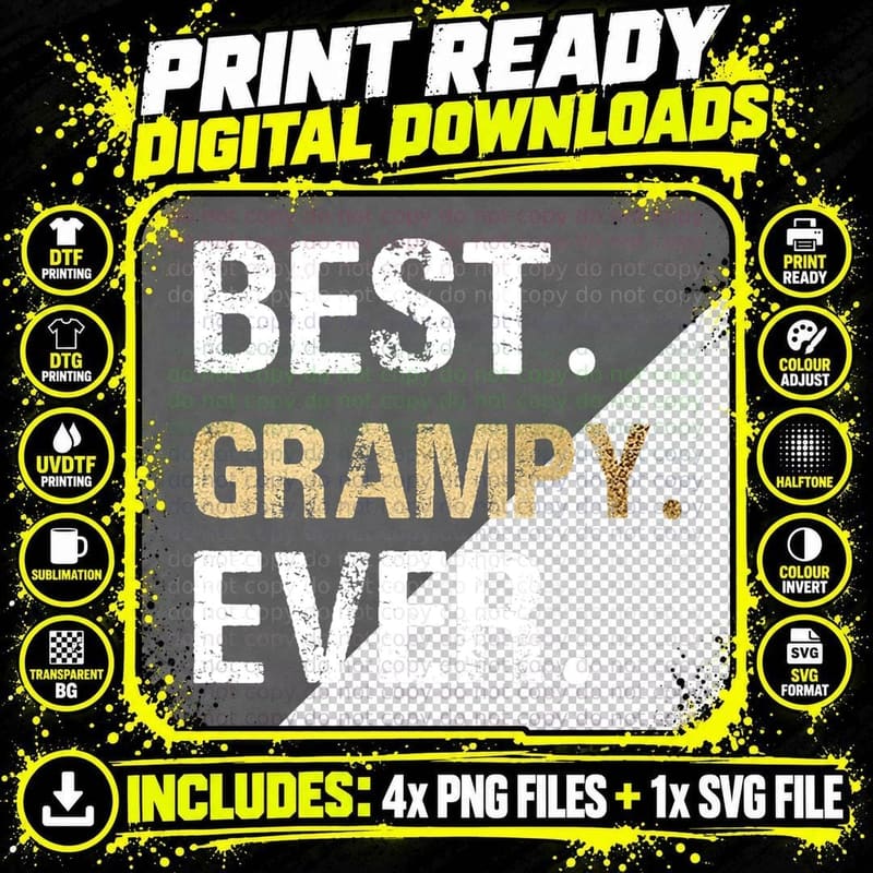 Mens Grampy Gift from Granddaughter Grandson Best Grampy Png SVG Digital Bundle