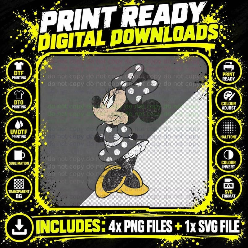 Mickey and Friends Minnie Mouse Simple T-Shirt Png SVG Digital Bundle