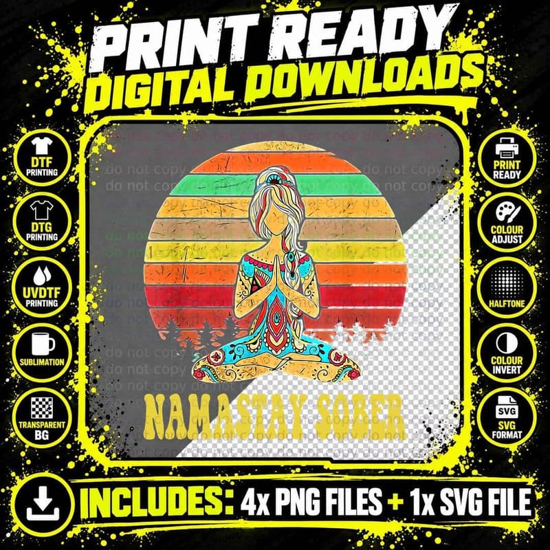 Namastay Sober NA AA 12 Step Recovery Narcotics Png SVG Digital Bundle